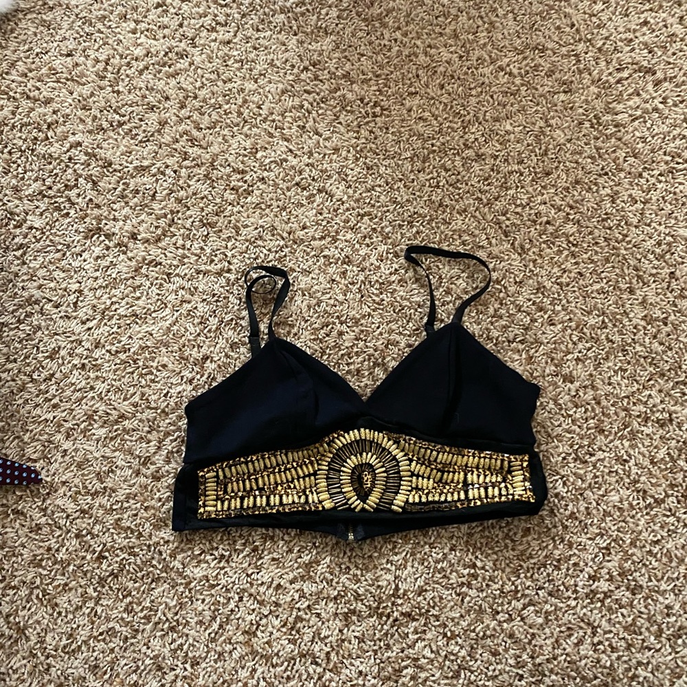 Bebe black/gold jewel bralet